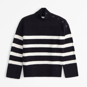 Abercrombie & Fitch Black & White Striped Mock Neck Sweater NWT XS